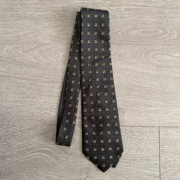 Hermes Other - Hermès Paris Silk Tie Dark Gray Geometric Pattern Luxury Designer